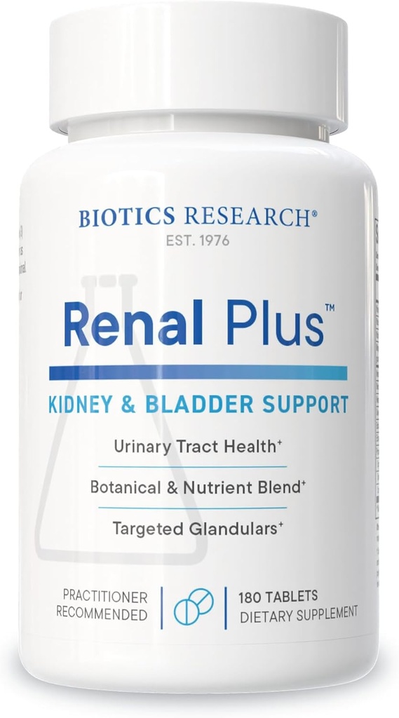 Biotics Research Renal Plus - Botanikos, Glandular ir mitybos parama optimaliam inkstų funkcijai. Inkstų sveikata & Palaiko urologinė funkcija - Ulva ursi, Buchu lapų, Echinacea, Cranberry- 180Tabs
