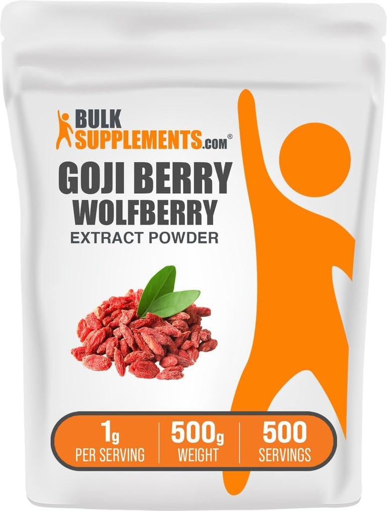 BulkSupples.com Wolfberry ekstraktas Milteliai - Goji uogų papildas, Vaisių milteliai - Vegan & Gluten Free, 1g per Serving, 500g (1,1 lbs) (Pakuotėje yra 1)