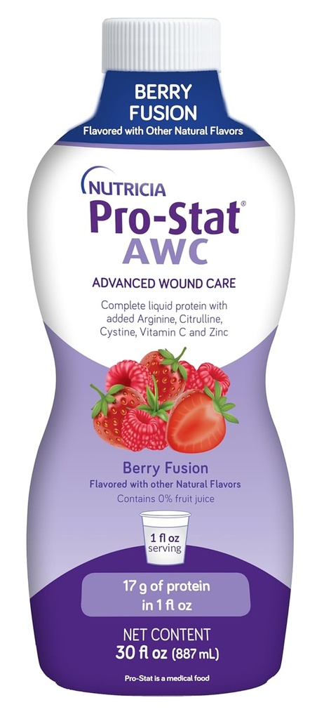 Pro- Stat Advanced Žaizdų priežiūra (AWC), Koncentruotas skystas baltymas Medicininis maistas - Berry Fusion Schilor, 30 Fl Oz butelis