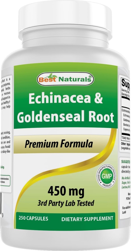 Best Naturals Echinacea Goldenseal 450 mg 250 Caps