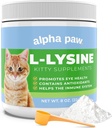 Alpha Paw - Human Grade for Pets - Cat Lysine Supplement - Extra Servings 5-10 Month Supply - Natural Lysine (8 Ounces/227 Grams)