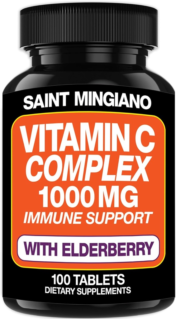 Vitamin C 1000mg with Elderberry Supplement - Double The Standard Dosage with 14 Specifically Formulated Ingredients - 100 Capsule / 3 Months’ Supply