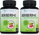 Berberinas su Ceilono cinamonu - 1200mg Berberino & 100 mg Organic Ceilono Cinamono - 120 Veggie kapsulių, sveika imuninė sistema Širdies ir kraujagyslių širdies bei virškinimo trakto sveikata (pakuotė 2)