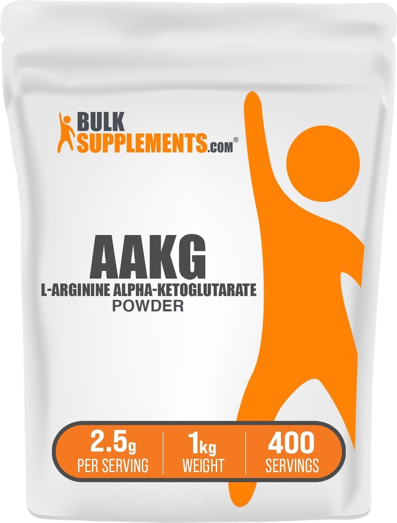 BulkSupplemen.com AAKG milteliai - Arginino AKG priedas, azoto oksido priedas, Unflavored & Gluten Free, 2,5 g per serving, 1kg (2,2 lbs) (pakuotė 1)