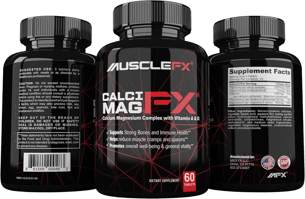 Calcimag FX - Kalcis, magnis su vitamino A ir D papildymu vyrams ir moterims - Kaulų, imuninių ir akių palaikymo priedas - Ne GMO - Pagaminta JAV