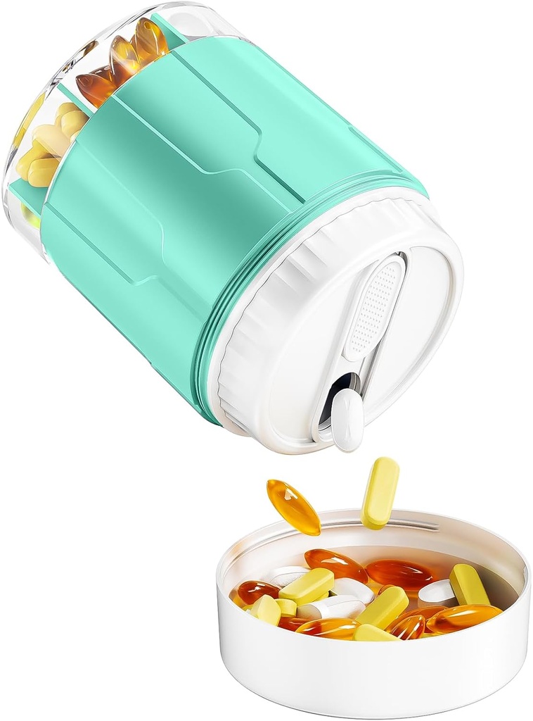 Odaro Extra didelis pilių organizatorius, Kelionių pilių dėžutė organizatorius, Kasdienės medicinos organizatorius ir sandėlis 7 skyrius laikyti vaistus, vitaminas ir priedai - Cyan