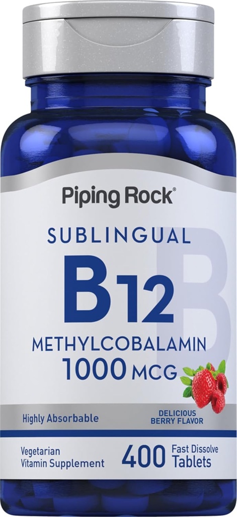 Pipecing Rock Vitaminas B12 Poliežuvinės tabletės ® 124; 1000 mikrogramų