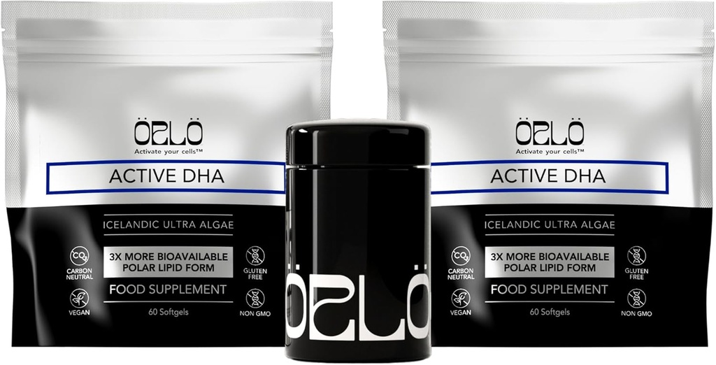 Orlo DHA - Vegano DHA priedas (EPA & DHA) - Omega 3 Žuvų taukai ir kriliai Alternatyvus - Planta- Baseinas ir širdies parama (120 Mini Burpless Softgels KIT)