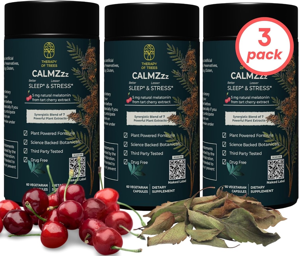 Advanced Sleep Aid with Melatonin and 7 Super Plant ® 124; Non-Habit Forming, 100% Natural Sleep Addition ® 124; Tik Augalai Nieko Else, Natural Miego Padėjėjai Suaugusiesiems ® 124; Melatoninas 5mg (Pack of 3)