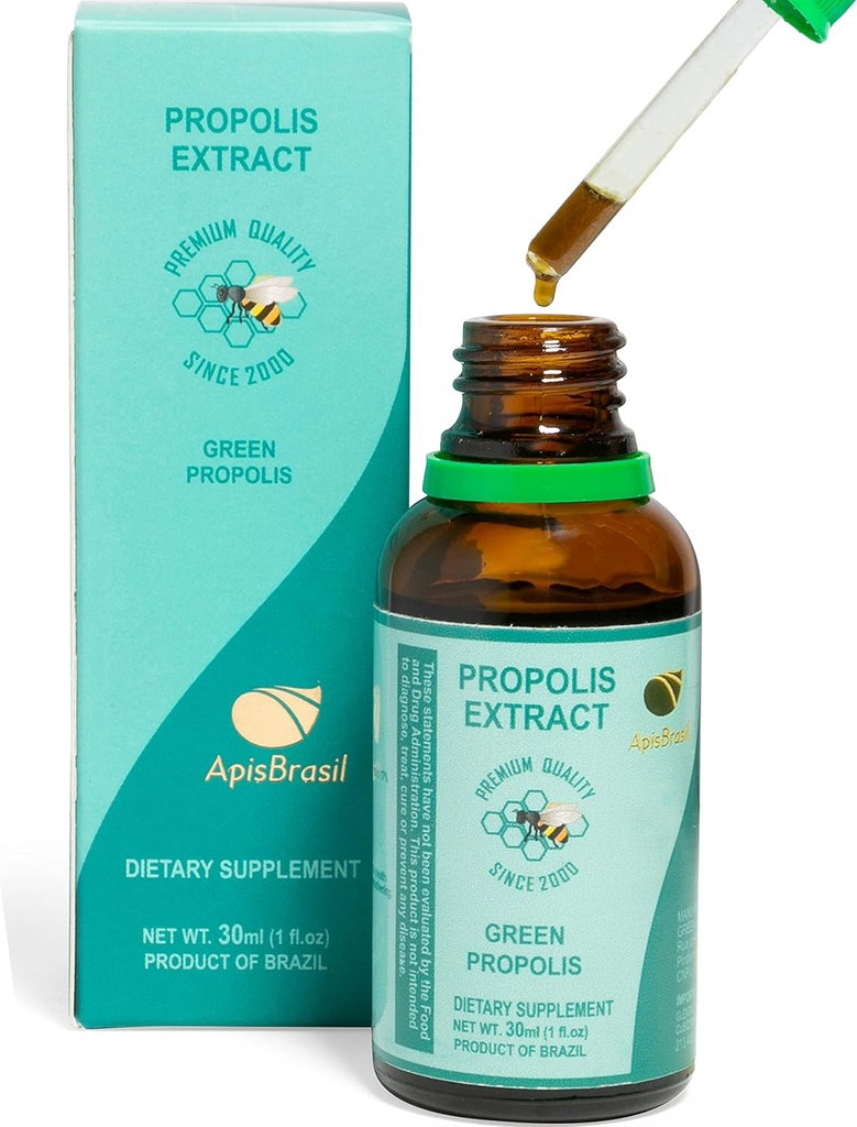 Brazilian Green Bee Propolis Skystas ekstraktas (30ml) - Natural Immune Support - Antioksidantas - Pakuotėje 1