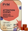 PYM Dėmesio Chews Parama Procrasation, Focus & Našumas, 20 Grafas ® 124; 518mg L- Karnitinas, 54mg Tirozinas, 11mg L- Taurinas, Caffe- Free ® 124; All- Natural Mood Boost Addition Pagaminta JAV