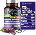 "Premium 10" in 1 Imuninės paramos priedas [10 Galingų sudedamųjų dalių] su šeivamedžio uogų, vitamino C, Echinacea, Cinko ir probiotinio už imuninę paramą, Grybų sveikata ir geriau virškinimas, 60 Veg Caps