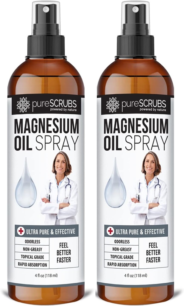 Pure Topical Magnis Oil Spray, Ultra Fast Absorption for Better Health, Pure Zechstein Branine - (2 butelio vertės pakuotė)