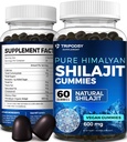 Pure Himalayan Organic Shilajit Gummies - Stiprus Shilajit Resin Priedas vyrams ir moterims - 100% Natūralus su 90 + Sekti mineralus - Boost Energy, Vitality, and Immune Support - 60 Gummies