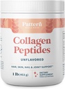 Pattern Wellness Collagen Peptides milteliai (I ir III tipo) - Plaukų, nagų, odos ir bendros sveikatos - Grass Fed & Pasture išauginti - Hidrolizuotas Collagen, Non- GMO, Dairy Free, & Keto - Unflavored (16 Oz)