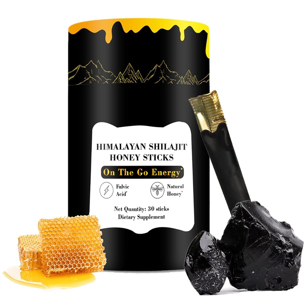 Zotreval Shilajit Honey Sticks, 30 Sticks - Pure Himalayan Resin, Organic Honey & Saffron for Energy Boost, Immune Support & Vitality, SHILAJIT Honey Sticks for Men & Women
