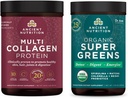 Senovės mityba Organiniai SuperGreen milteliai, 25 Servings + Multi Collagen proteino milteliai, Neskonio, 45 Servings