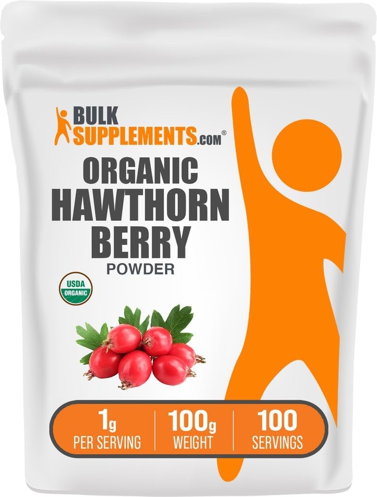 BulkSupples.com Organic Hawthorn Berry Mills - Žolelių papildas, Hawthorn Berry Organic - Vegan & Gluten Free, 1g per Serving, 100g (3.5 oz) (Pakuot 1)