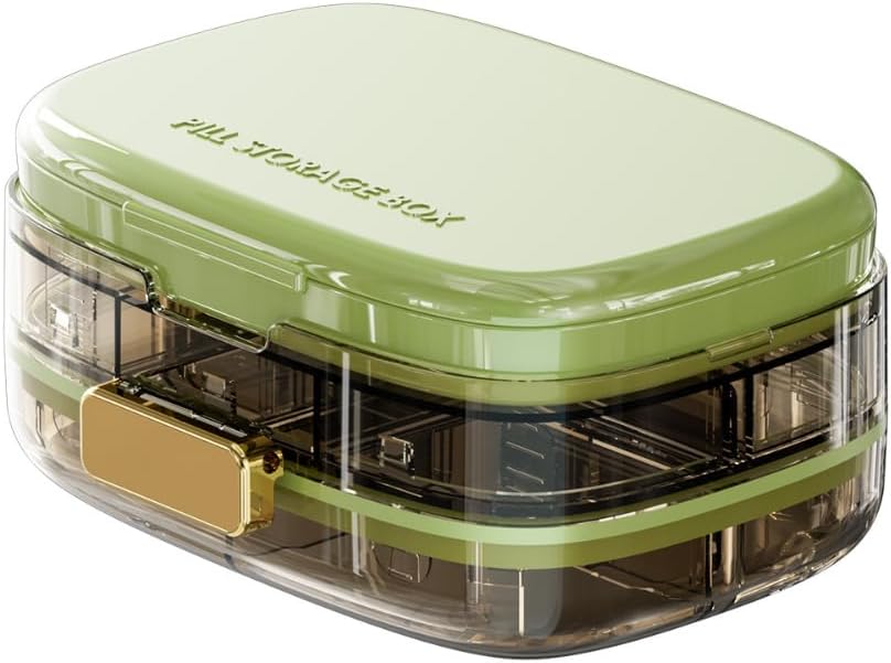 Pill Organizatorius su papildoma dalimi Plasters & Swabs, Nešiojamieji vaistai ir papildai konteineris, Didelis pill Case tiek Home & Travel (Žalia)