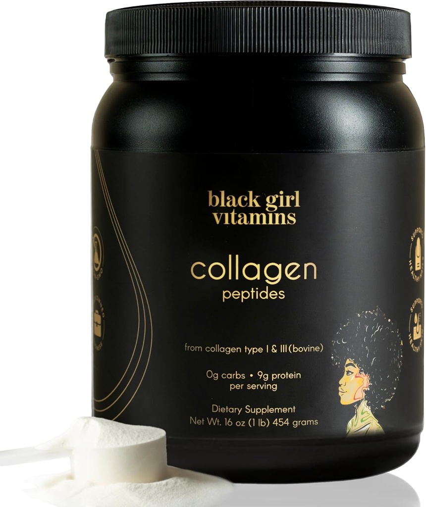 Juoda mergina Vitaminai ® 124; Collagen Peptides milteliai - Kolagenas odai, Plaukų ir nagų - Nearomatizuotas hidrolizuotas Collagen milteliai, Burnos nemokamai, Gluten- Free Collagen moterims ir vyrams - 16oz