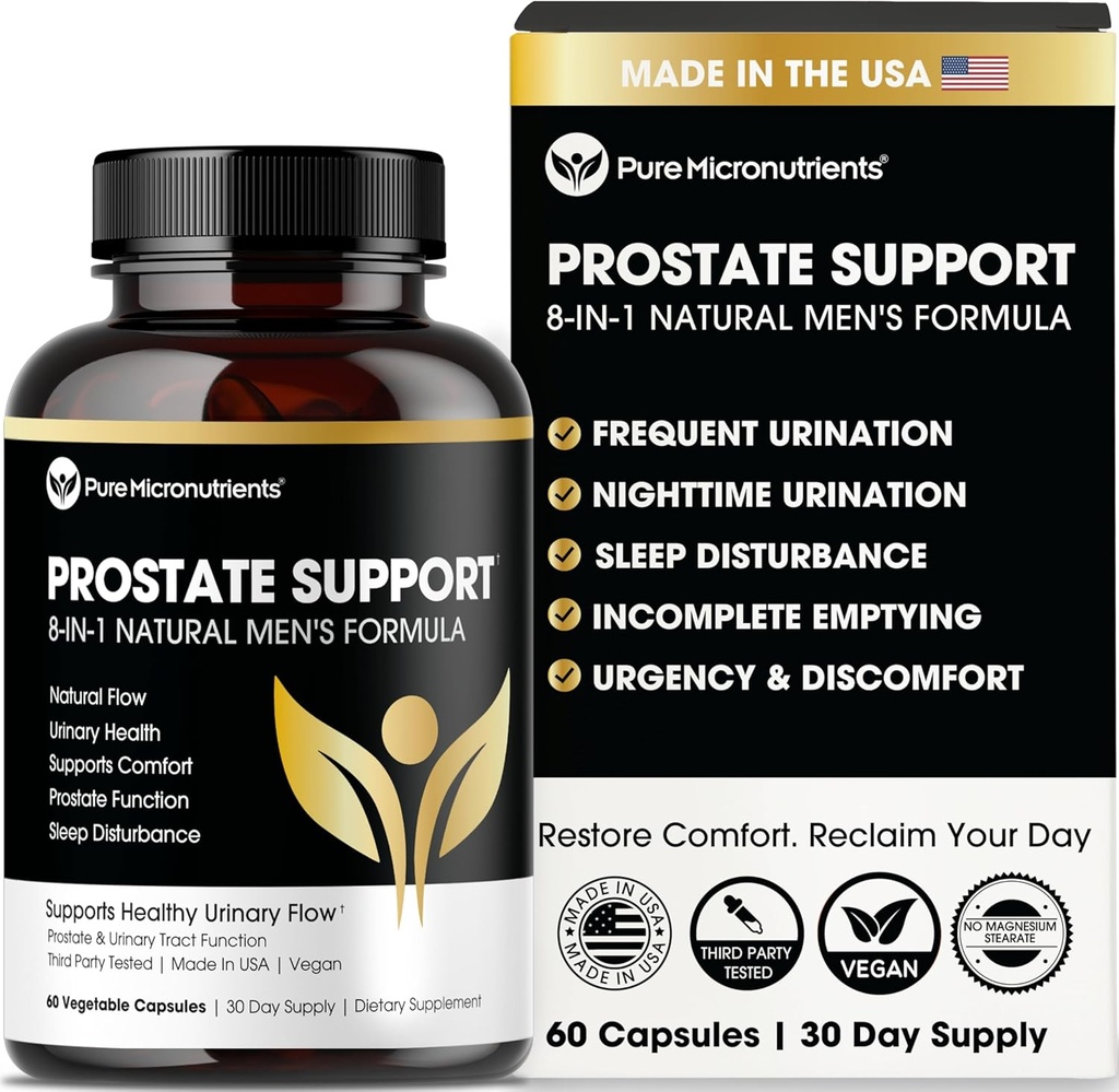 Pure Micronutrients Advanced Prostate Health Addition - Saw Palmetto, Beta-Sitosterolis, Stinging Nettle Root, & likopene - Šlapimo palaikymo papildai vyrams