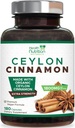 Ceilonas Cinnamon kapsulės 1800mg - Sertifikuotas organinis Ceilonas Cinnamon miltelių papildas, buteliuose JAV, Ekstra stiprumo energijos ir širdies paramos piliulės, Non- GMO & gluten Free, Cukrus Nemokamas - 180 kapsulės