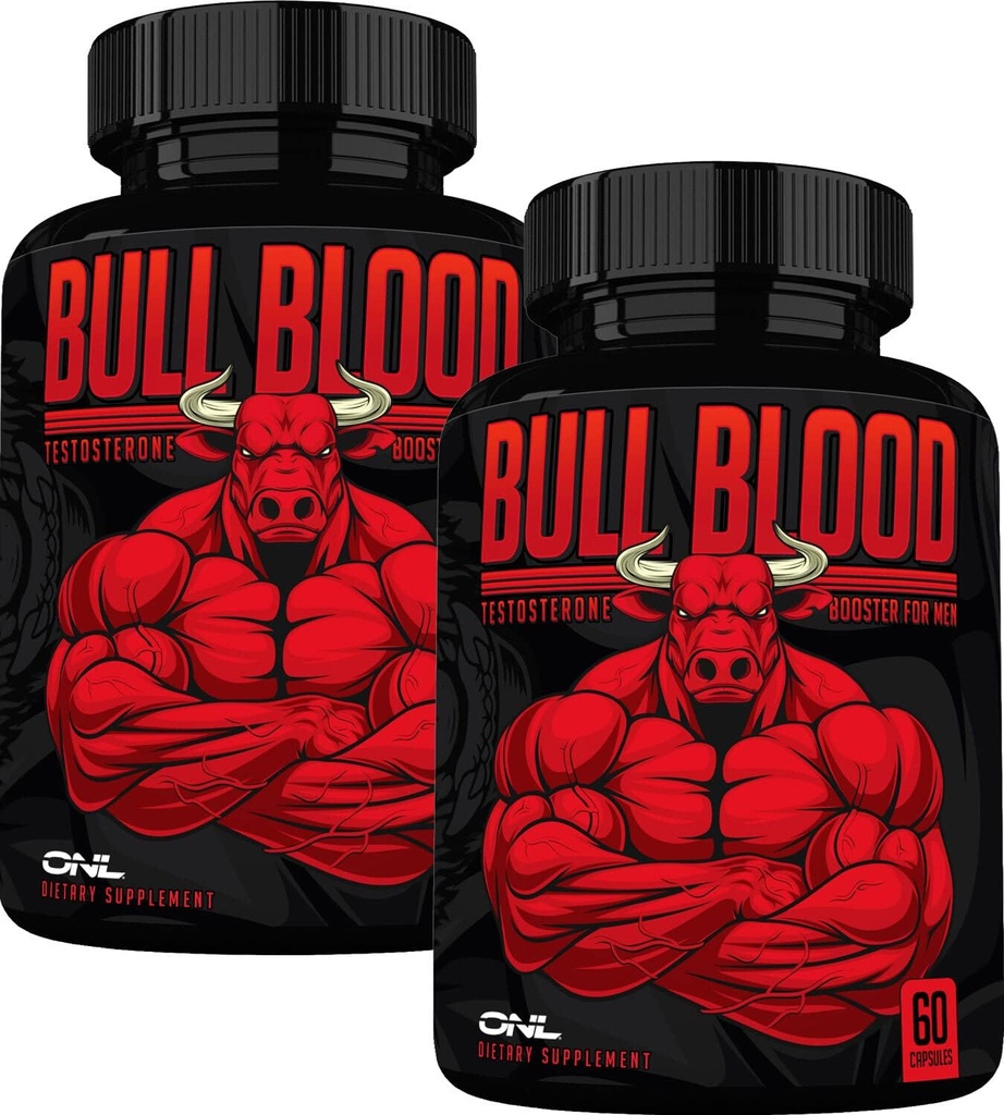 ONL Bull Kraujo Testosteronas Booster - Aukšto stiprumo vyrų didinimo testosterono priedas Stamina & Endurance - Testas Booster su Maca Root, Horny Goat Weed & Tongkat Ali - 120 Capsules (2-paketas)