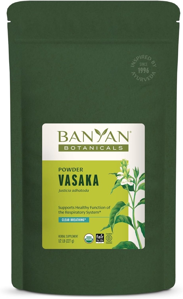 Banyan Botanicals Vasaka milteliai - Sertifikuotas Ekologiškas, 1 / 2 Svaras - Adhatoda vasica - Palaiko Properties funkcija Lugs ir sveikas poilsis *