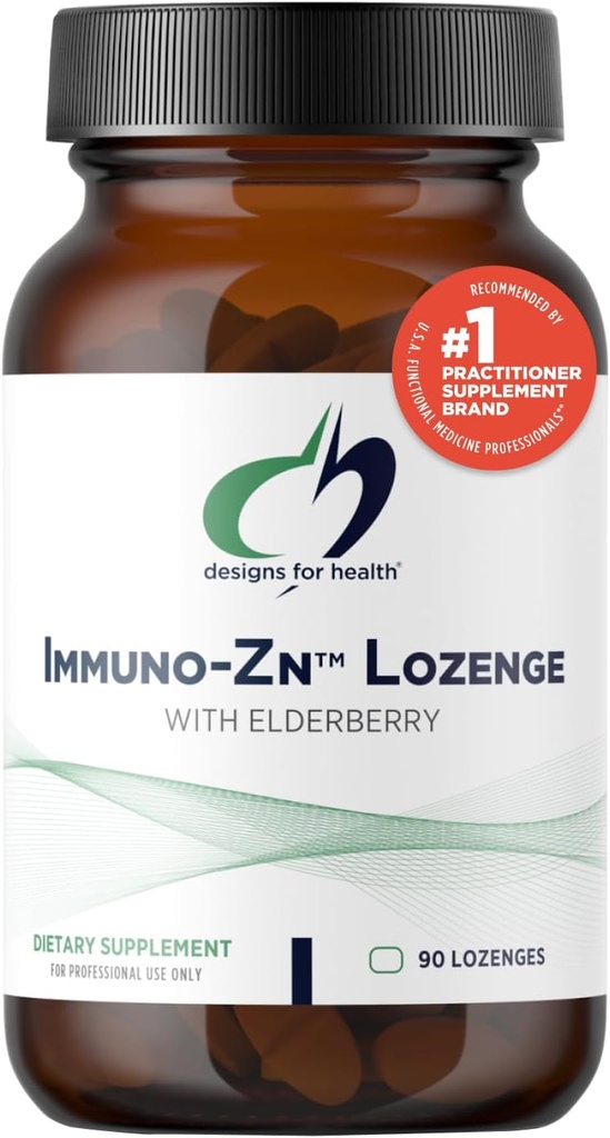 Dizainas sveikatos Immuno- Zn Lozenge - 25mg Cinko + Alderberry Quick Expressure Tablets, Immune Support Additional - Non- GMO Delicious Natural Berry Favor (90 Lozenges)