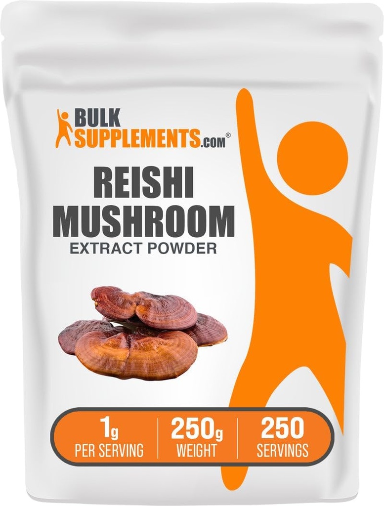 Bulksupplesscom Reishi grybų ekstraktas Milteliai - Reishi grybų milteliai, priedas bendrai geros būklės - Gluten Free, 1g per serving, 250g (8,8 oz) (pakuotė iš 1)