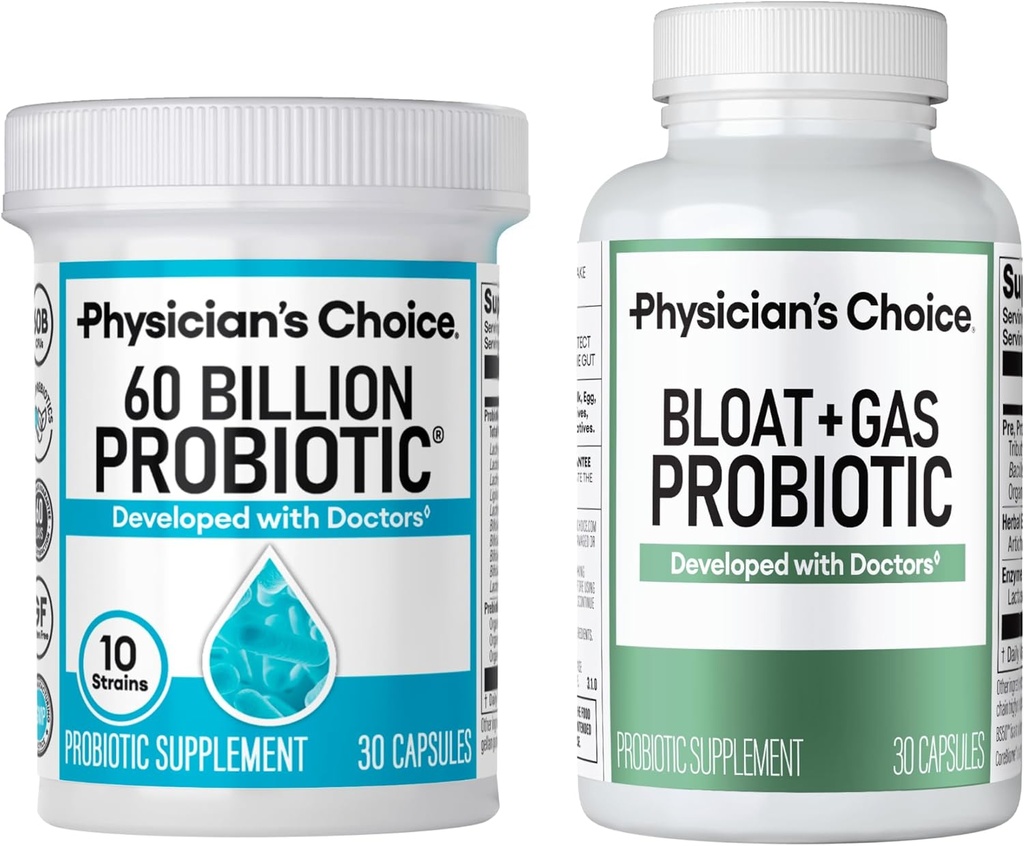 Gydytojo CHOICE Bloat & Gas Probiotic 30ct + 60 Billion Probiotic 30ct - Digital Wellness Bundle