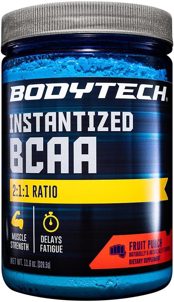 BODYTECH BCAA (šakotosios grandinės amino rūgštis) Vaisių punch - Optimal 2: 1: 1 Santykis - Palaiko raumenų atsigavimą ir patvarumą (11.5 Ounce milteliai)