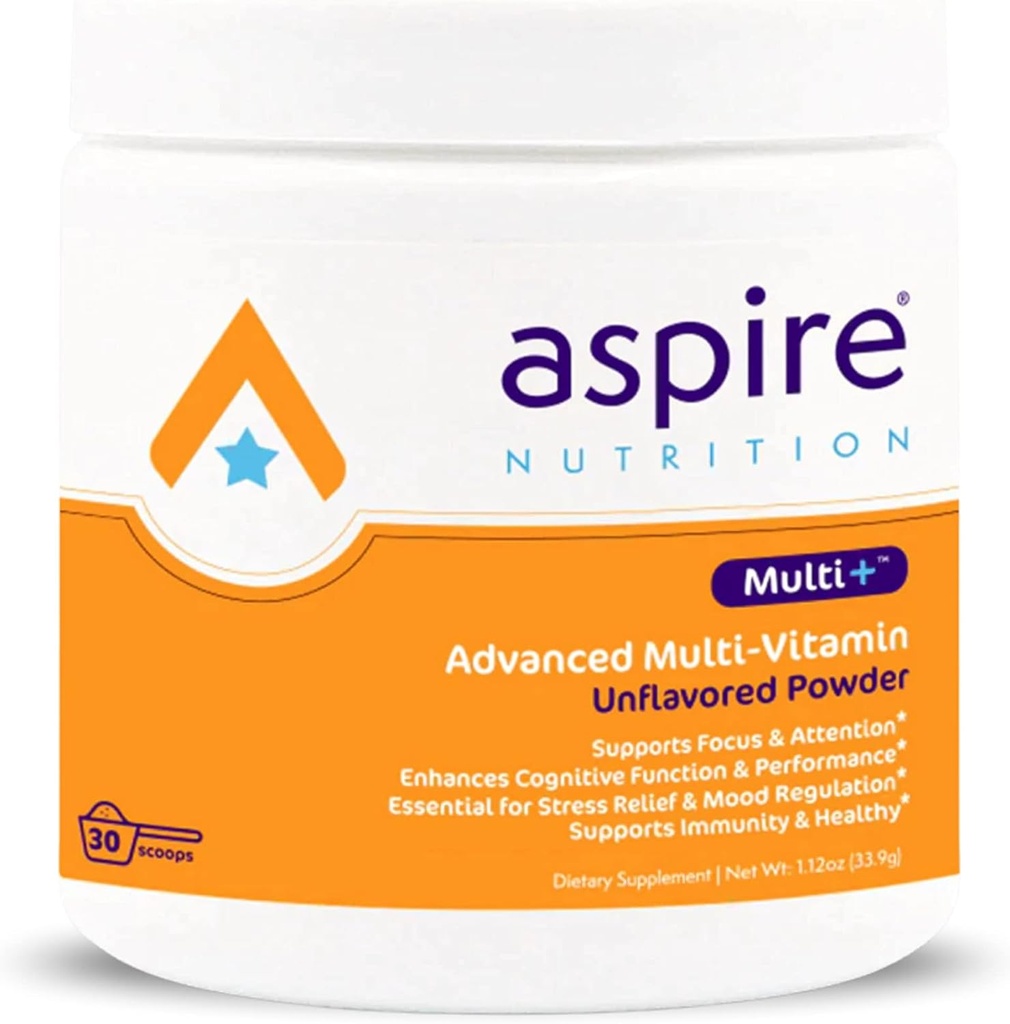 Aspire Multi + ™ Advanced Multivitaminų vaikams, vyrams ir moterims (neskonio milteliai)