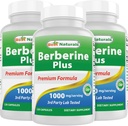 Geriausi Naturals Berberine Plus 1000 mg / Serving 120 kapsulių (120 kapsulių (pakuotė po 3))