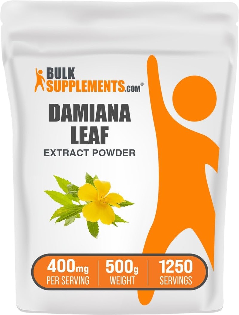 BulkSupplesscom Damiana ekstraktas milteliai - Damiana priedas, žolelių priedas - Vegan & Gluten Free, 400mg per Serving, 500g (1,1 lbs) (pakuotė 1)