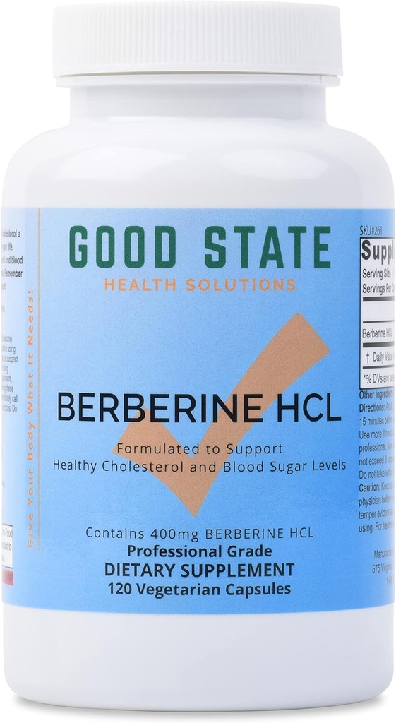 Good State Berberine HCL 400mg, 120 Vegetarian Capsules