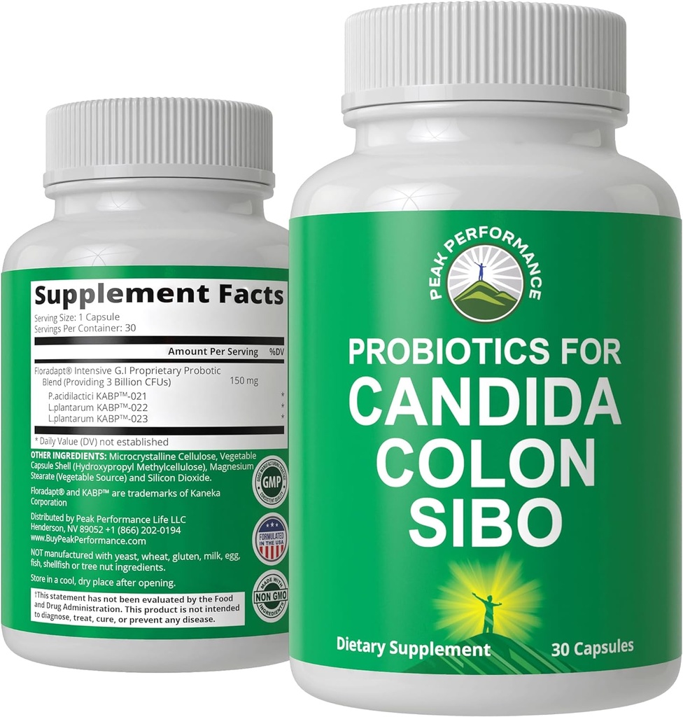 Probiotikai Candida, Colon Cleanse, IBS, ir SIBO Support. Rekomenduojamas Probiotinis probiotinis priedas. Gut Health and Overgrowth Treatment Capsules for women & men