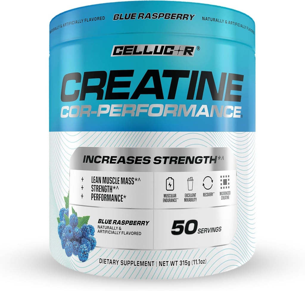 Cellucor kreatino milteliai, mėlyna aviečių skonio - padidina stiprumą, liesos raumenų masė & Endurance, Mikronizuotas kreatinas greitai absorbcija, 5g kreatino per Tarnavimo, 50 Servings