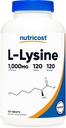 Nutricost L-Lysine 1000mg, 120 Tablets - Gluten Free, Non-GMO, and Vegetarian Friendly