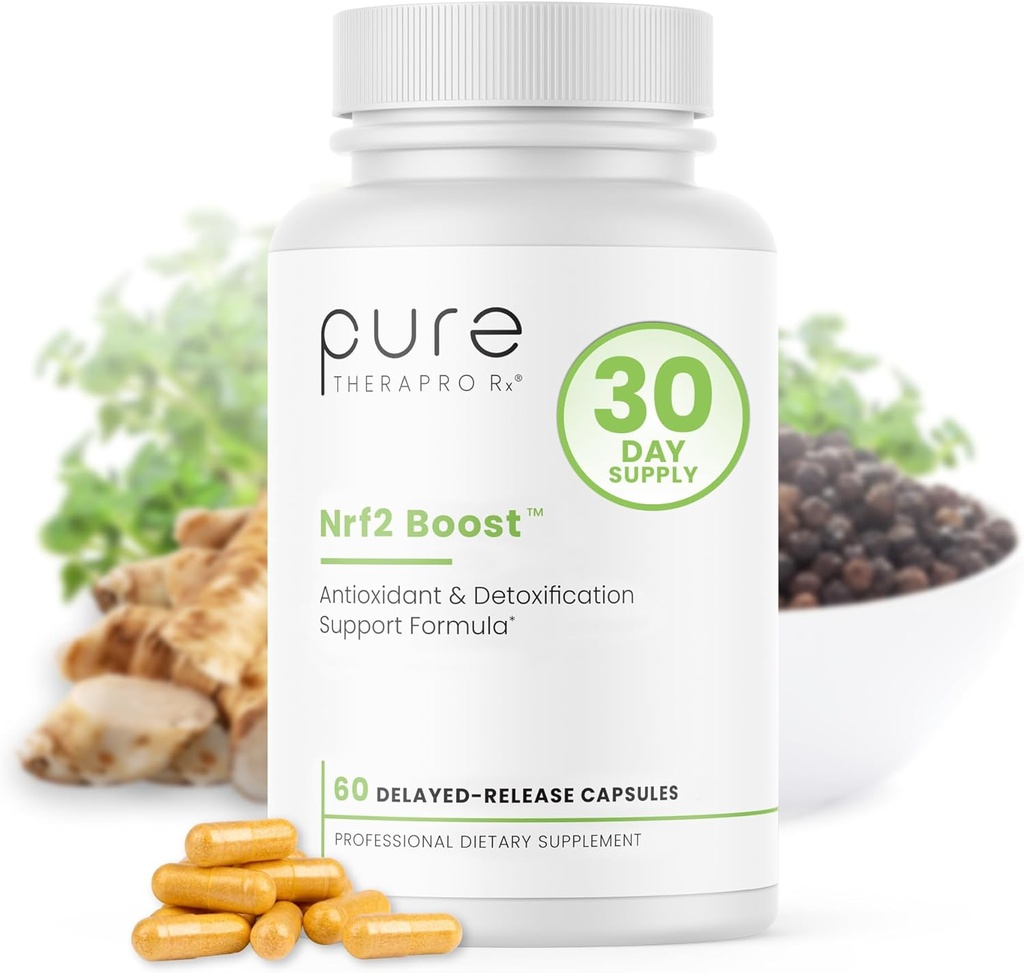 Pure TheraPro Rx Nrf2 Boost - NRF-2 aktyvatorius su patentuota Sulforum, Curcumin, Žalioji arbata & Trans- Pterostilbene ® 124; Antioksidantas priedas sumažinti oksidacinės streso, Pagaminta JAV (60 Vegan kapsulės)