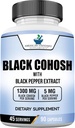 American Standard Supplements Black Cohosh 1300mg per Serving su juodųjų pipirų vaisių ekstraktas - Veganas, Gluten Free, Non- GMO, 90 kapsulės, 45 Paslaugos