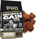 Bully Max 11- in-1 Raumenų Gain Power Chews - Aukšto baltymo šunų papildas su amino rūgštimis - Sveikos procedūros šuniukams ir suaugusiems šunims - Premium raumenų statybininkas visoms veislėms - 75 Skanioji minkštas šuo Chews