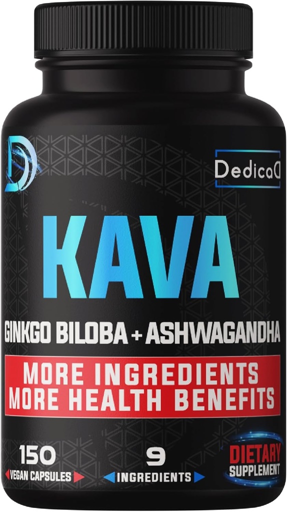 9in1 Kava Kapsules 5- Month Supply 15: 1 Ištrauka miego, proto ir imuninės paramos - 9 Natūralios žolės apima Ginkgo, Ashwagandha, Graviola, Valerijos & Daugiau - 150 Vegan Capsules