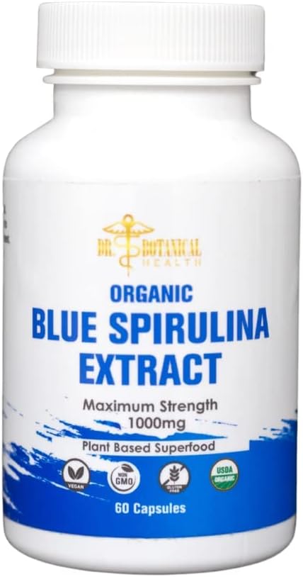 Blue Spirulina Capsules - Organic - 1000 mg - 60 kapsulių