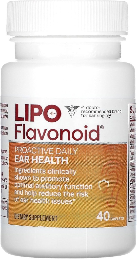 Aktyvus Kasdienės ausies sveikatos priedas pagal Lipo- Flavonoid, Promotes Long Term and Supports Optimal Auditory Function and Cognitive Health, 40 Caplets
