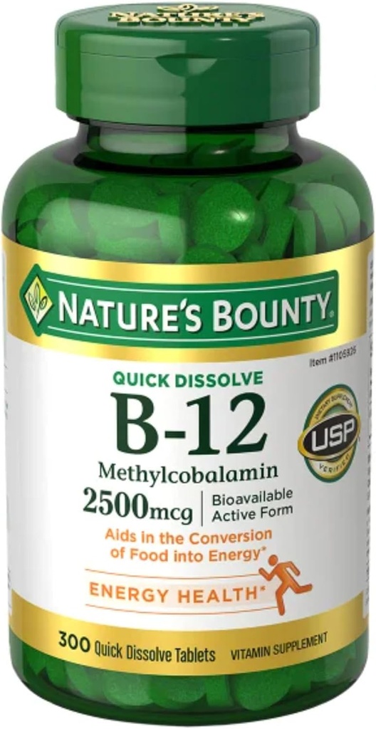 OProCyn Natural Boun ty Vitaminas B- 12 2500 mcg, 300 Quick Display Tablets
