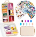 14 Grids Travel Pill Organizatorius Dėžutė su 415- PCs Medicina Pavadinimas Labels - Pocket Daily Pharmacy Case Container Kit - Kelionių vaistų laikiklis Žuvies aliejus Vitamino papildų saugojimo - Khaki