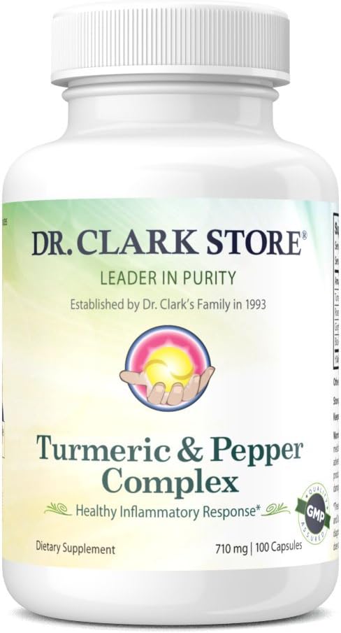 Dr Clark Store Turmeric & Black Peper ekstraktas - 710mg, 100 kapsulių, imuninė parama, Antioksidantas, Digestion Health Addition for Suaugusiesiems