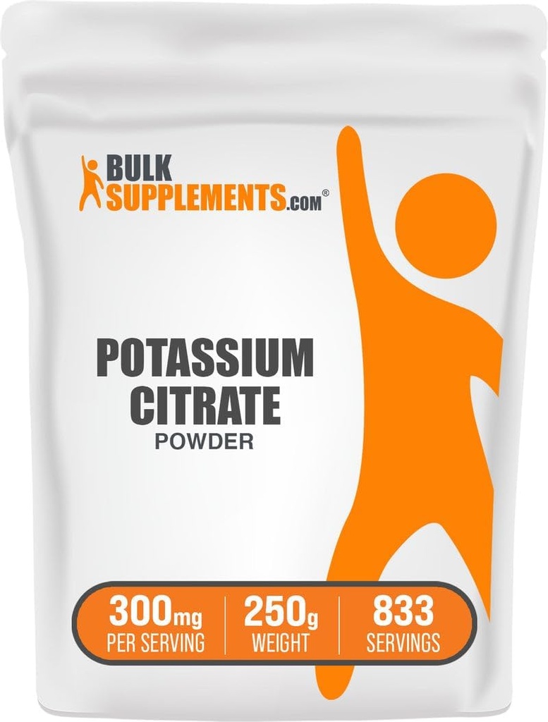 BulkSupples.com Kalio citratas Milteliai - hidratacijos palaikymui, mineralinis priedas, kalio 99mg - Gluten Free, 300mg / Serving, 250g (8,8 oz) (Pakuotėje po 1)