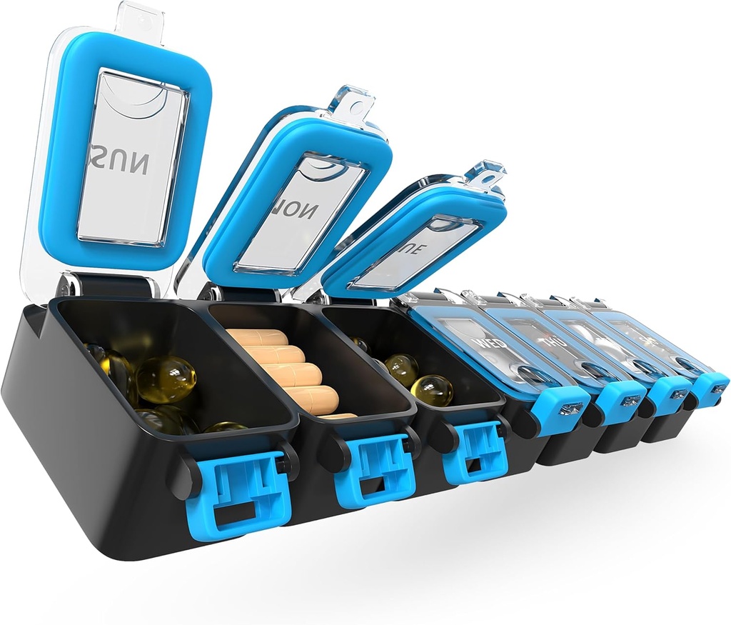 BEXEEN Savaitės medicinos pilys organizatorius vandeniui 7 Dienos didelis pipilas Dėžutė Dienos pilys atvejis Vitaminas Organizatorius Nešiojamų pilių Konteineris Kelionės pilys laikiklis XL Papildomas vaistas Dispenser Vienas per dieną